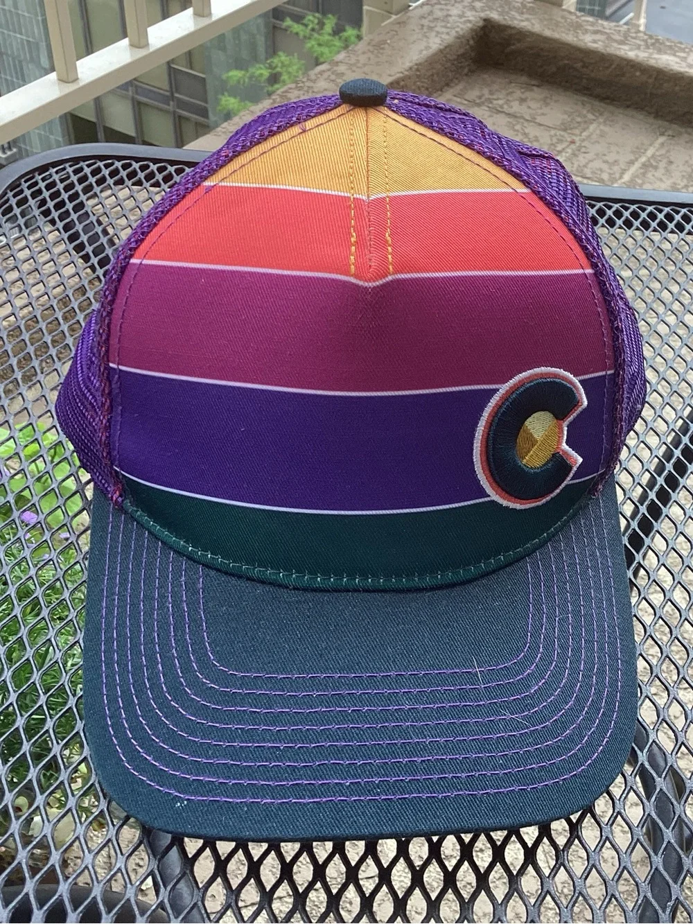 YoColorado C Adult Rainbow Stripe Trucker Hat
